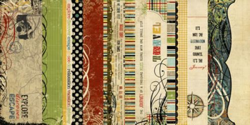 Simple Stories by Memory Works - Destinations - Borders & Title Strips 12x12 Double Sided Patterned Paper