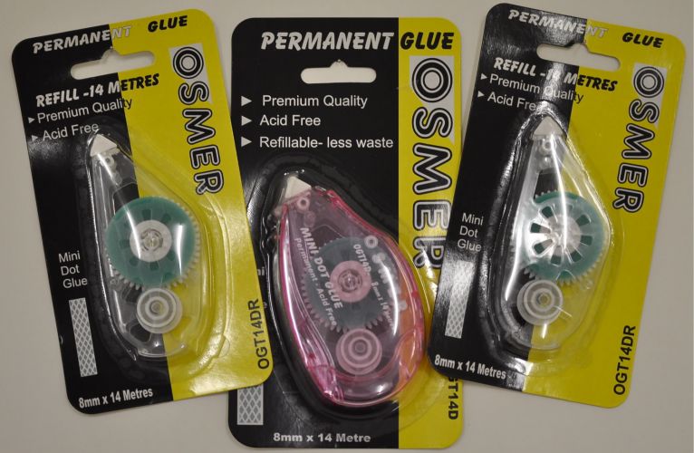 Osmer - 1 Mini dot glue roller and 4 Refills - Permanent