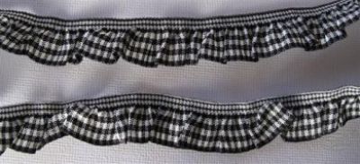 Craft Queen - Stretchy gingham elastic ribbon - black