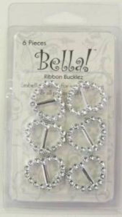 Bella -Ribbon Bucklz - Heart - 6 pces