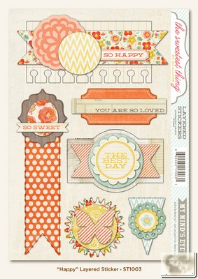 My Minds Eye - The Sweetest Thing - Tangerine - Happy Layered Sticker